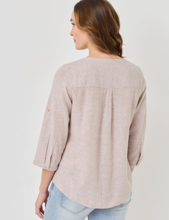 Schlupfbluse aus Leinen-Mix